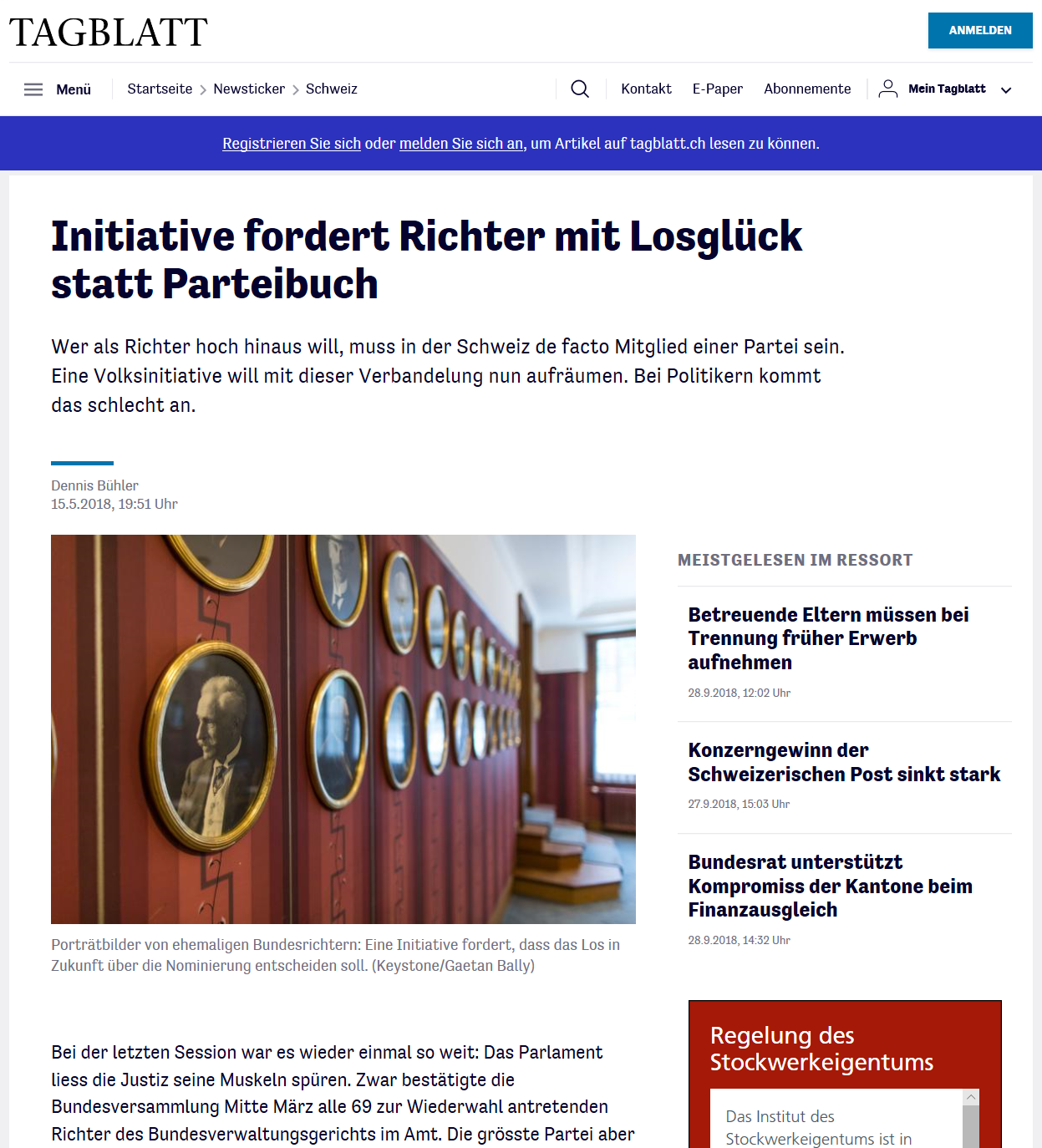 Image Initiative fordert Richter mit Losglück statt Parteibuch