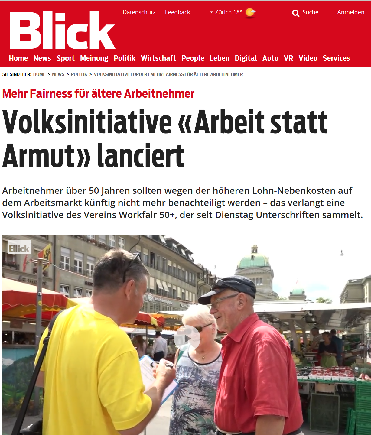 Image Volksinitiative Arbeit statt Armut lanciert Blick