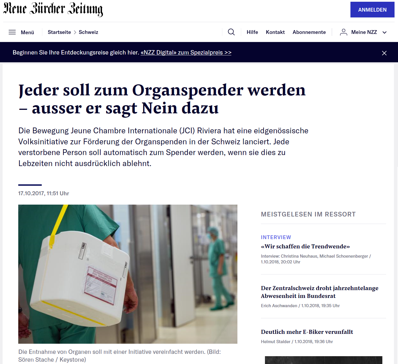 Image Jeder soll zum Organspender werden Neue Zürcher Zeitung NZZ
