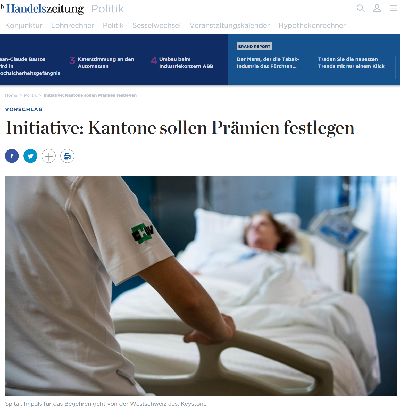 Image Initiative. Kantone sollen Prämien festlegen Handelszeitung