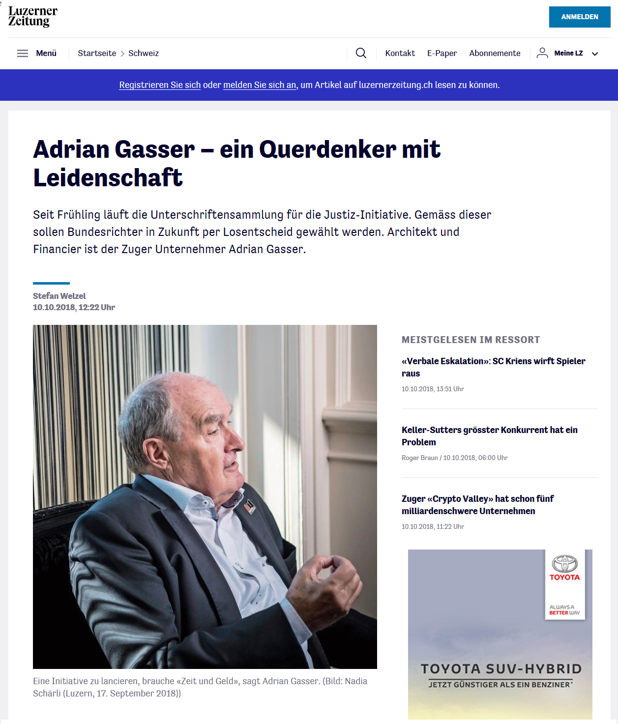 Image Adrian Gasser ein Querdenker mit Leidenschaft